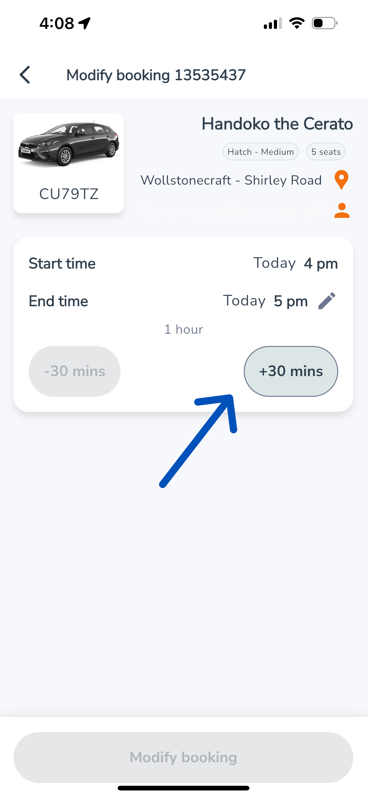 how do i extend a booking