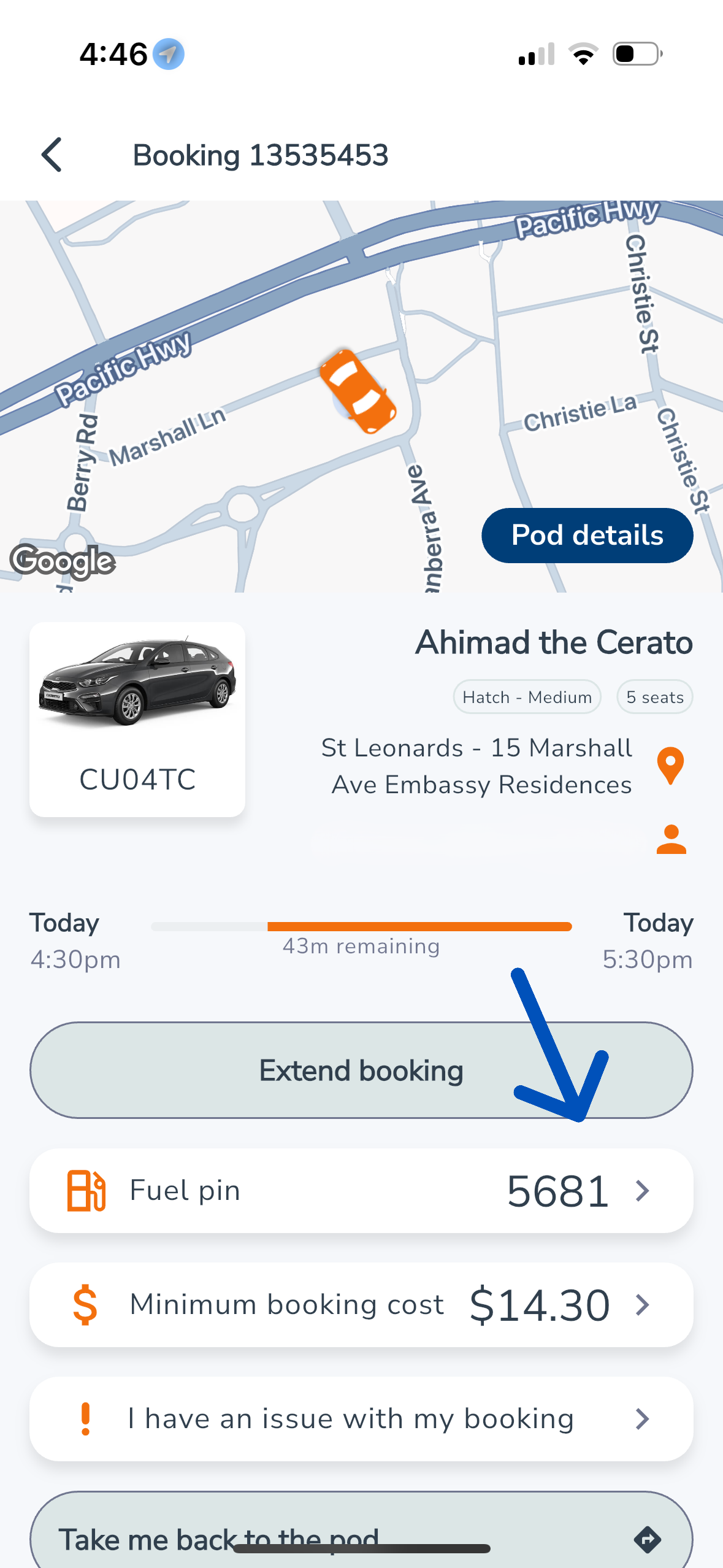 i need to refuel during my booking