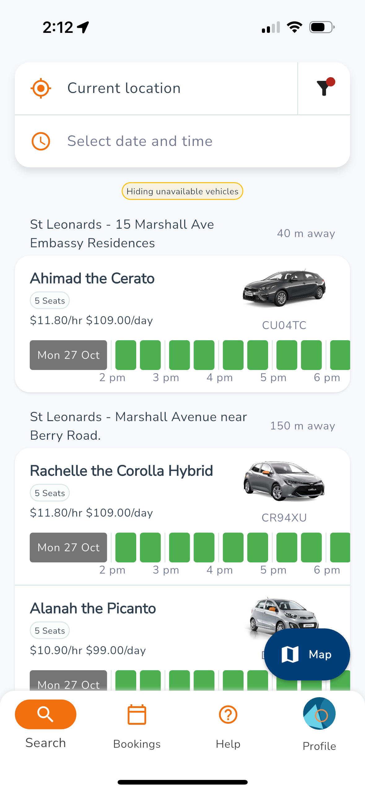 using the booking system