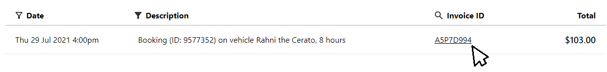 your transaction list